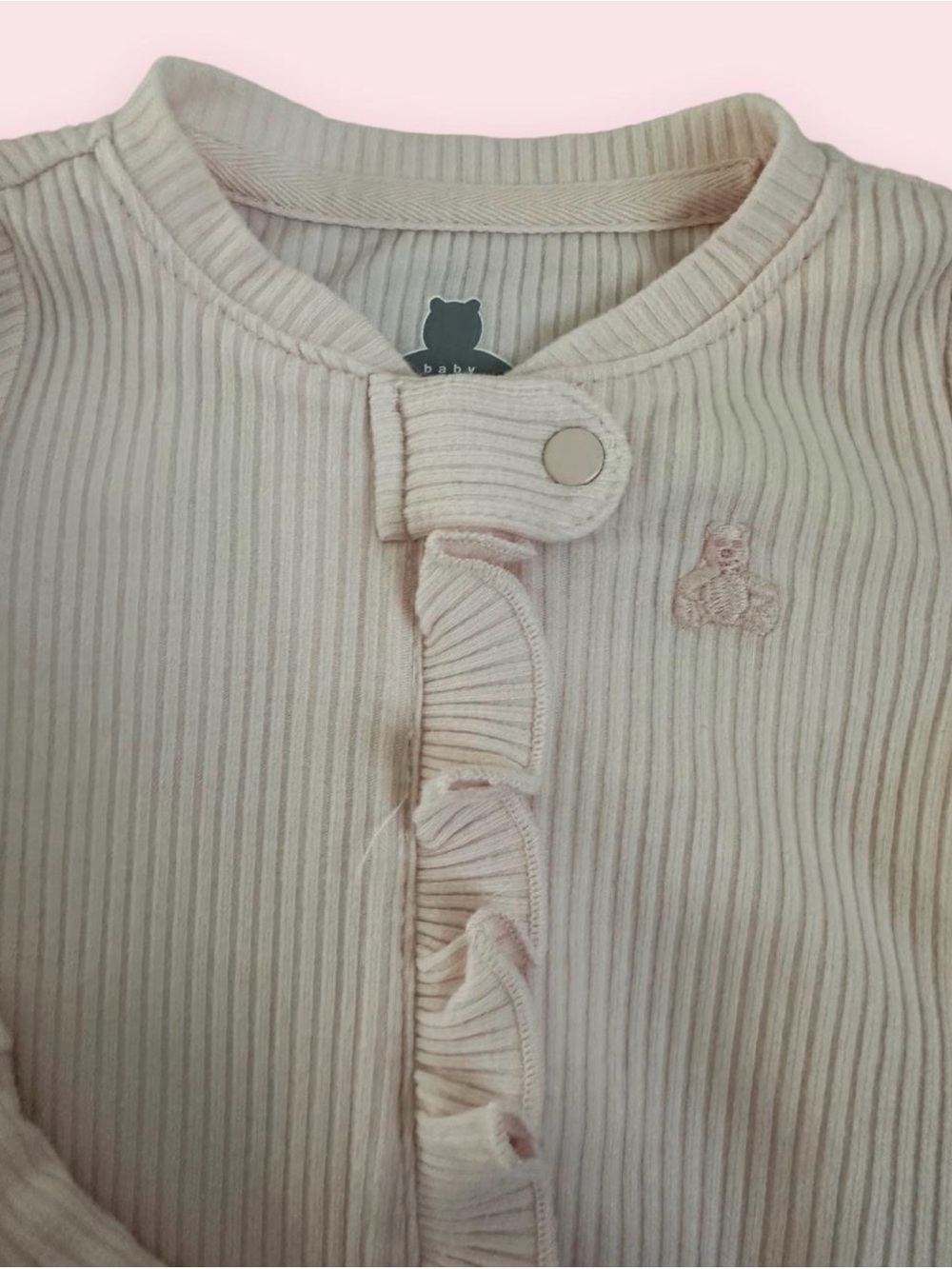 GAP Baby Pink Ribbed Ruffle One-Piece 0-3mo - Picture 6 of 7